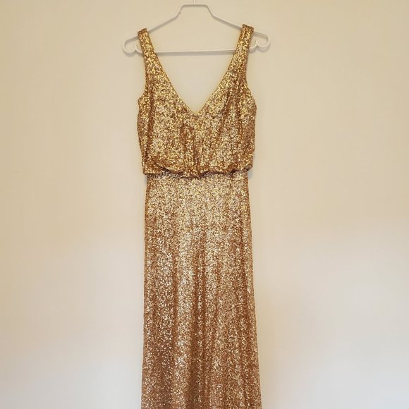 Sorella Vita gold sequined bridesmaid dress - Picture 1 of 3